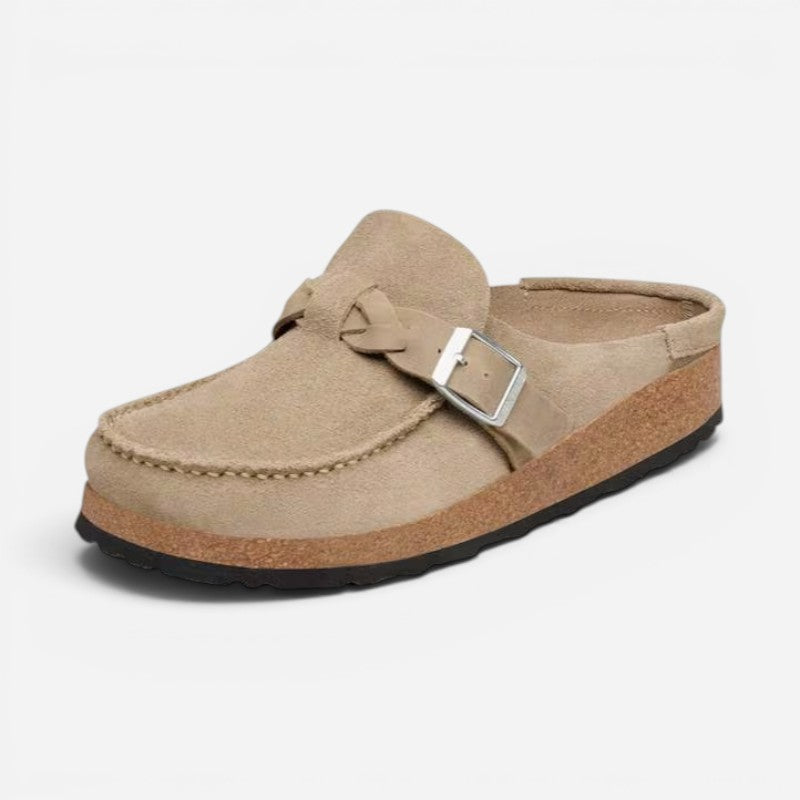 Buckley Braided Taupe Suede Leather Narrow