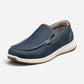 Men's Crossover Moc Toe Slip On Navy Nubuck/Cognac Milled