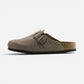 Unisex Boston Soft Footbed Suede Leather Taupe