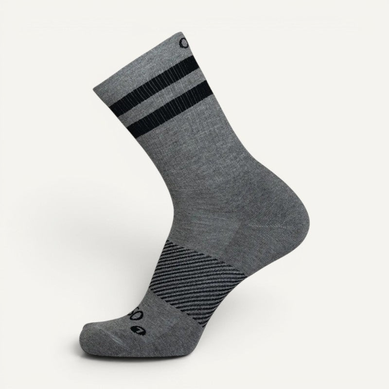 Wicked Comfort Crew Sock Charcoal w/ Black Stripes