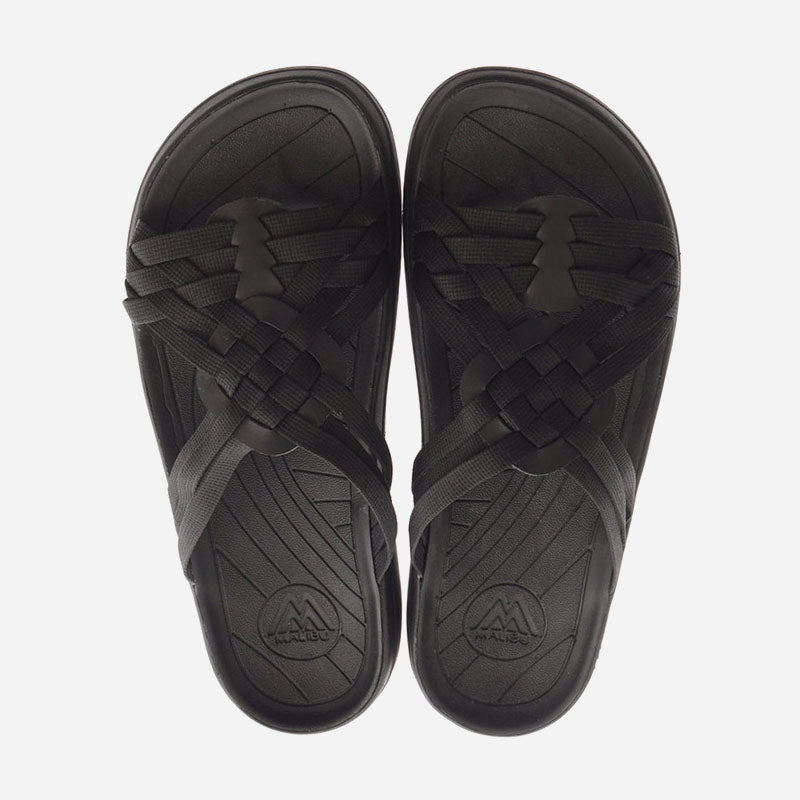 Malibu Men's Canyon Slide Blk Tan Vegan Crepe