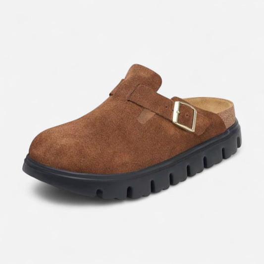 Boston Chunky Dark Tea Suede Leather Narrow