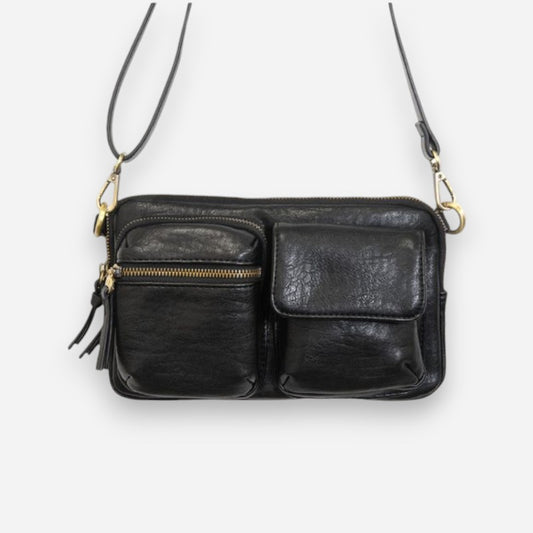 Kendra Cargo Pocket Sling Crossbody Black