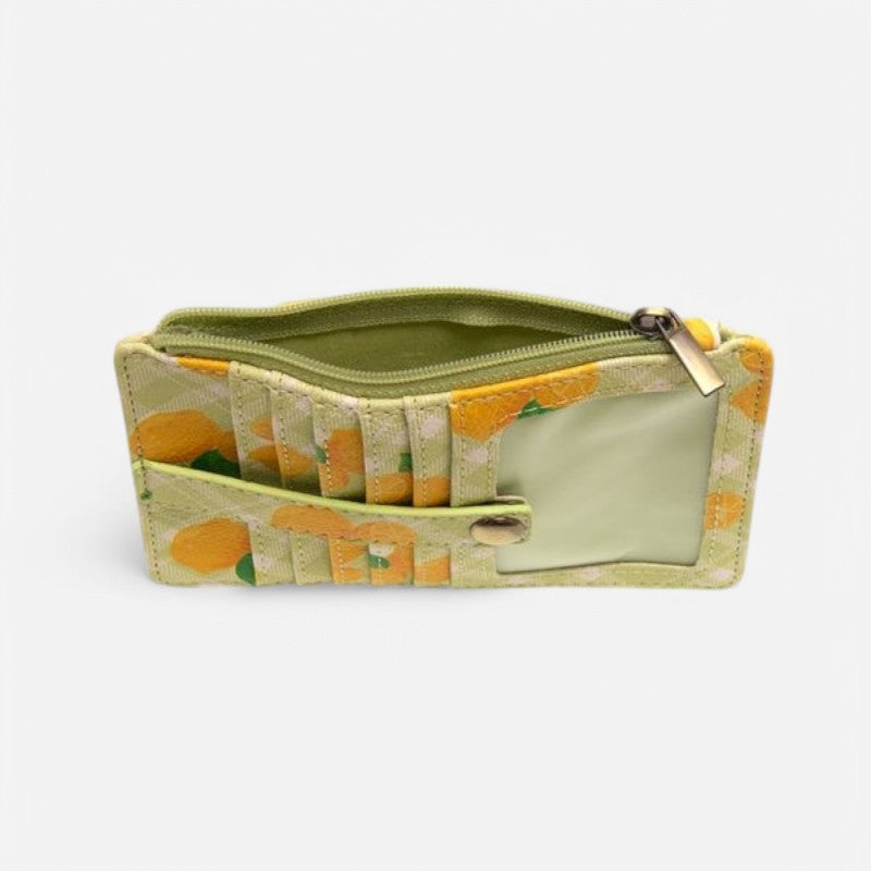 Penny Printed Mini Travel Wallet Lime Plaid Lemons