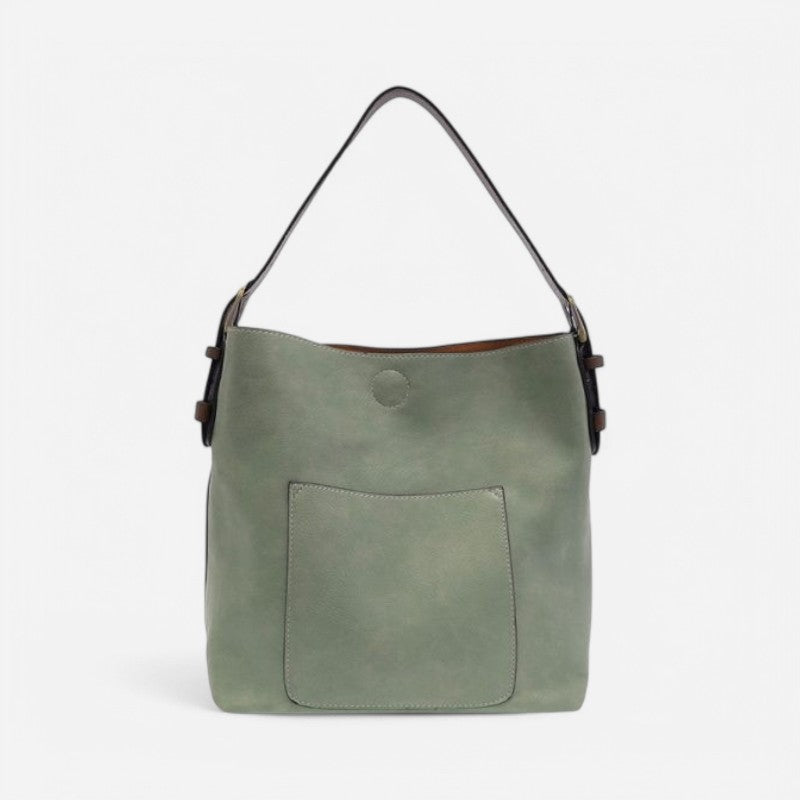 Classic Hobo Handbag Dusty Sage/Coffee