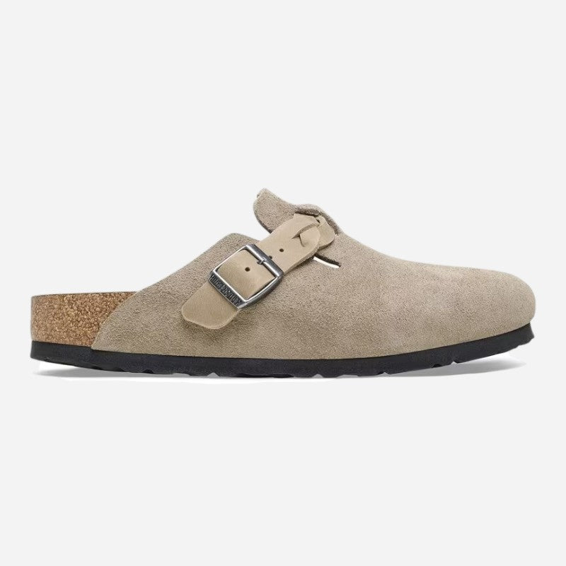 Boston Braided Taupe Suede Leather Narrow