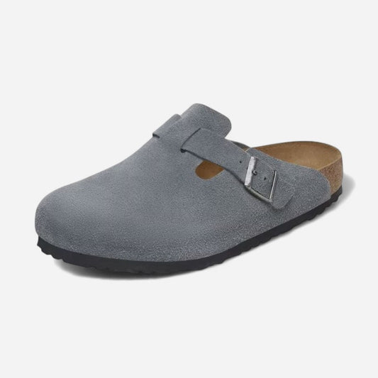 Boston Soft Footbed Basalt Gray Suede Leather Narrow