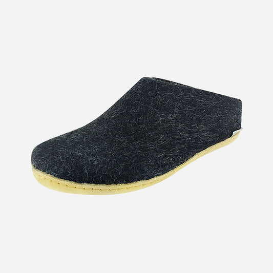 Open Heel Leather Charcoal