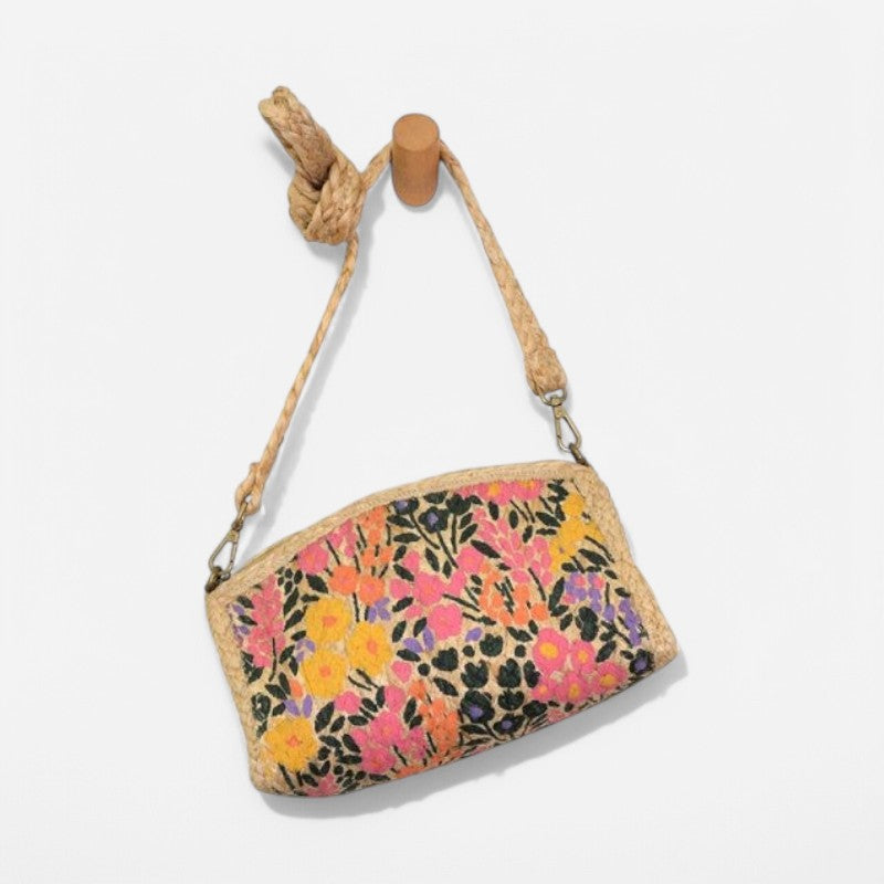 Mae Jute Crossbody Bag Multi Painted Floral Field