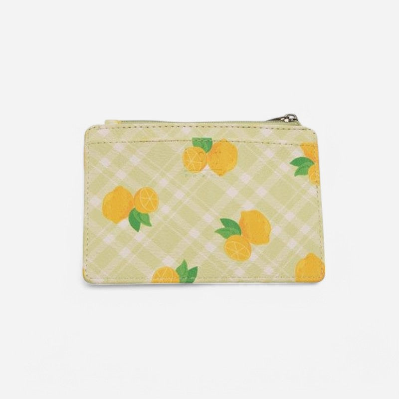 Penny Printed Mini Travel Wallet Lime Plaid Lemons