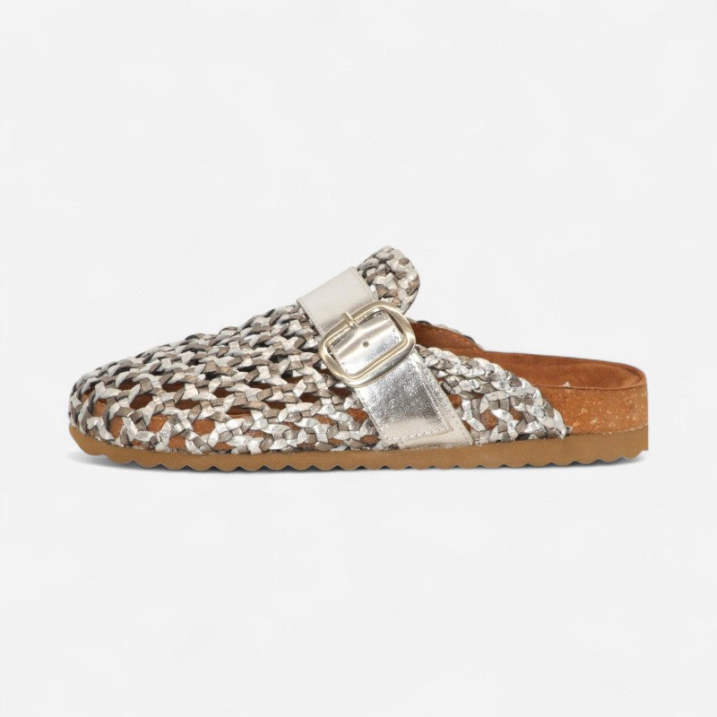 Woven Clog Pewter Silver